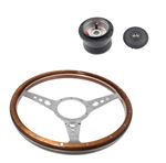Moto-Lita Steering Wheel and Boss - 14 inch Wood - Drilled Spokes - Dished - Thick Grip - RM8256DTG